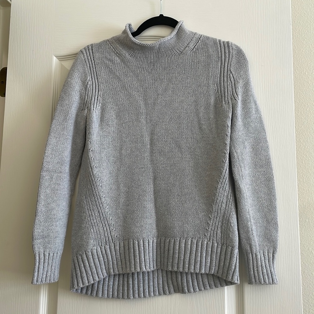 J crew grey sweater funnel neck